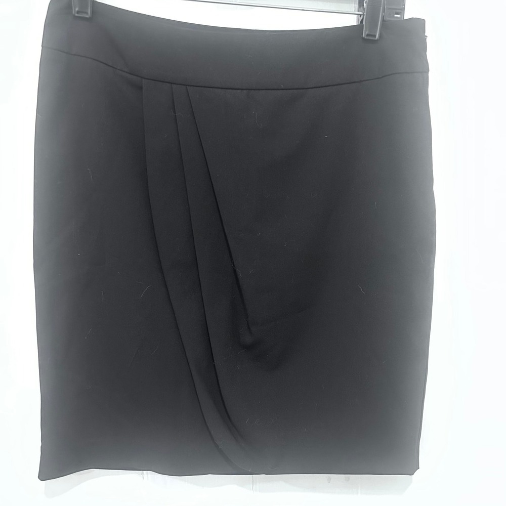 Mossimo Stretch Black Draped Tulip Pencil Skirt Size 6 Side Zip Mini career